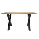 Industrial Dining Table Oak X-leg Black Rover