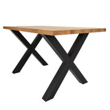 Industrial Dining Table Oak X-leg Black Rover