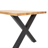 Industrial Dining Table Oak X-leg Black Rover