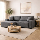 Anthracite fabric sofa bed - with storage space - left facing - 260 x 170 cm - Pirlo