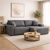 Anthracite fabric sofa bed - with storage space - right facing - 260 x 170 cm - Pirlo