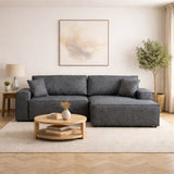 Anthracite fabric sofa bed - with storage space - right facing - 260 x 170 cm - Pirlo