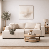 Beige fabric sofa bed - with storage space - left facing - 260 x 170 cm - Pirlo
