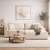 Beige fabric sofa bed - with storage space - right facing - 260 x 170 cm - Pirlo