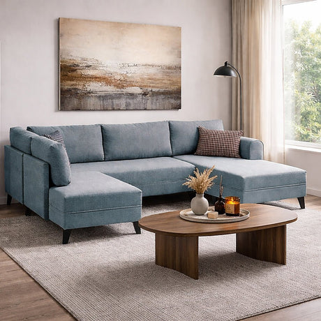 Corner sofa with sleeping function BELEN blue