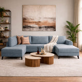 Corner sofa with sleeping function BELEN blue