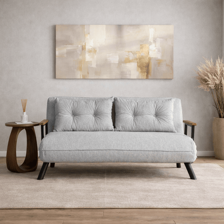 2-seater Sofa Bed Sando Gray Teddy Fabric 