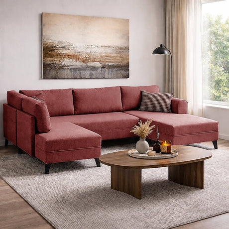 Corner sofa with sleeping function BELEN Claret Red