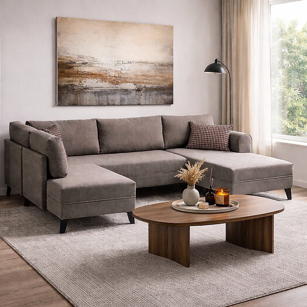 Corner sofa with sleeping function BELEN Brown