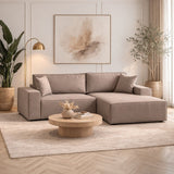 Taupe fabric sofa bed - with storage space - right facing - 260 x 170 cm - Pirlo