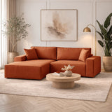 Terracotta fabric sofa bed - with storage space - left facing - 260 x 170 cm - Pirlo