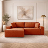 Terracotta fabric sofa bed - with storage space - left facing - 260 x 170 cm - Pirlo