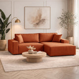 Terracotta fabric sofa bed - with storage space - right facing - 260 x 170 cm - Pirlo