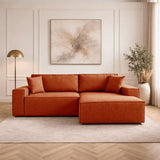 Terracotta fabric sofa bed - with storage space - right facing - 260 x 170 cm - Pirlo