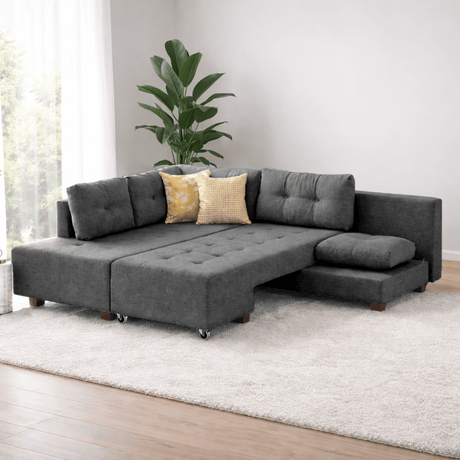 Corner sofa with sleeping function on the left manama anthracite