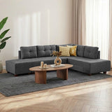 Banken - Slaapbank antraciet stof - XL 280x206 cm - met wielen - Rechts - Manama - Dimehouse