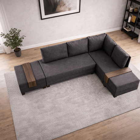 Corner sofa with sleeping function on the right fly anthracite