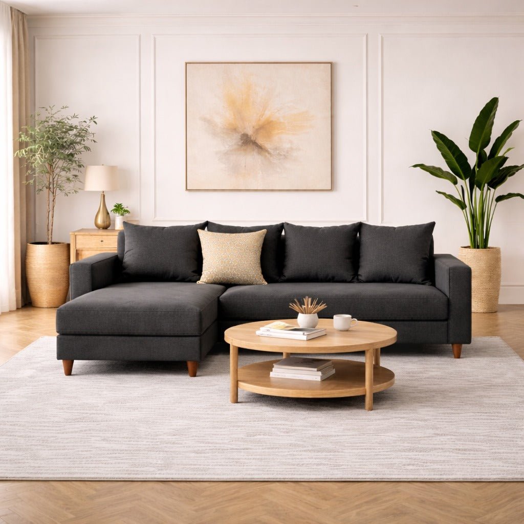 Anthracite fabric sofa bed – compact double 215 x 150 cm – Left – Aydam