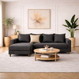 Anthracite fabric sofa bed – compact double 215 x 150 cm – Left – Aydam