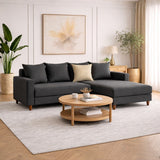 Anthracite fabric sofa bed – double – compact 215 x 150 cm – Right – Aydam