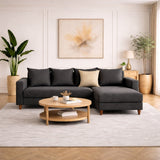 Anthracite fabric sofa bed – double – compact 215 x 150 cm – Right – Aydam