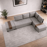 Banken - Slaapbank champagne stof - XXL 280 x 210 - Rechts - Fly - Dimehouse