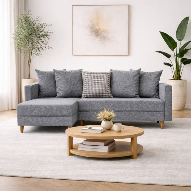 Banken - Slaapbank grijs stof - hoekbank - compact 215 x 150 cm - Links - Aydam - Dimehouse