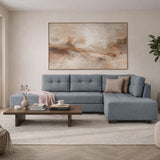 Banken - Slaapbank lichtblauw stof - XL 280x206 cm - met wielen - Rechts - Manama - Dimehouse