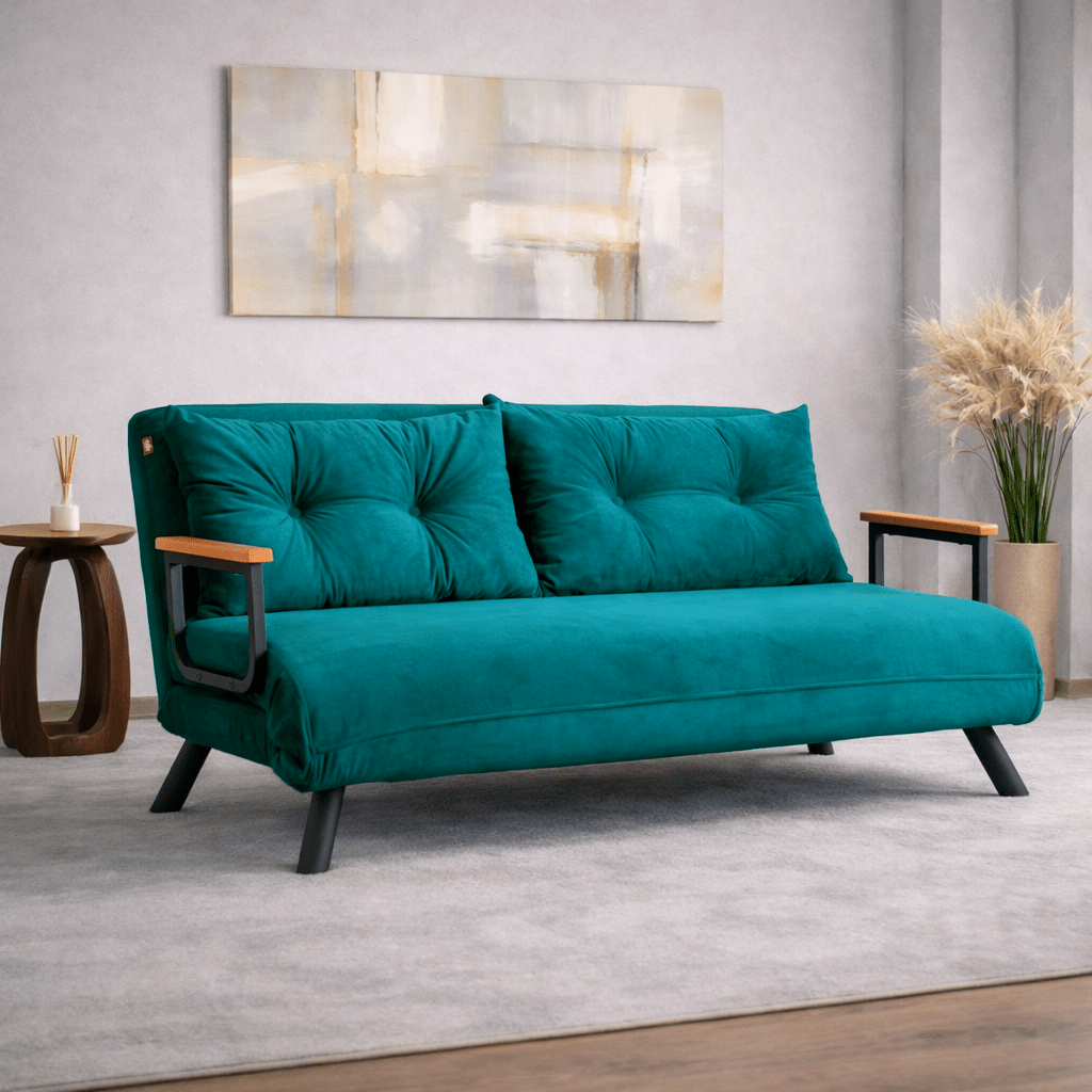 Banken - Slaapbank petrol blauw stof 2 - zits - Sando - Dimehouse