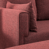 Red fabric sofa bed - two seater - including ottoman - left facing - Bella