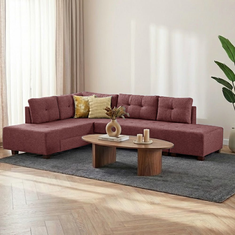 Banken - Slaapbank rood stof - XL 280x206 cm - met wielen - Links - Manama - Dimehouse
