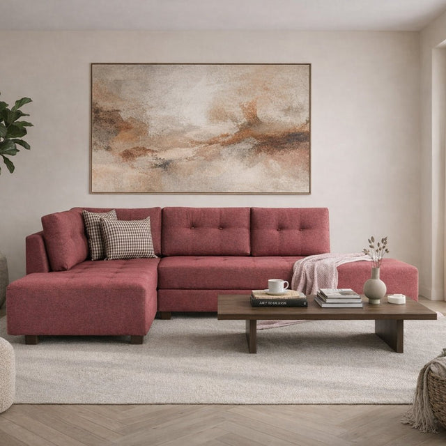 Banken - Slaapbank rood stof - XL 280x206 cm - met wielen - Links - Manama - Dimehouse
