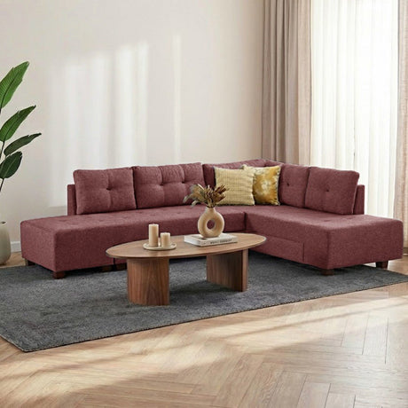 Corner sofa with sleep function on the right manama claret red