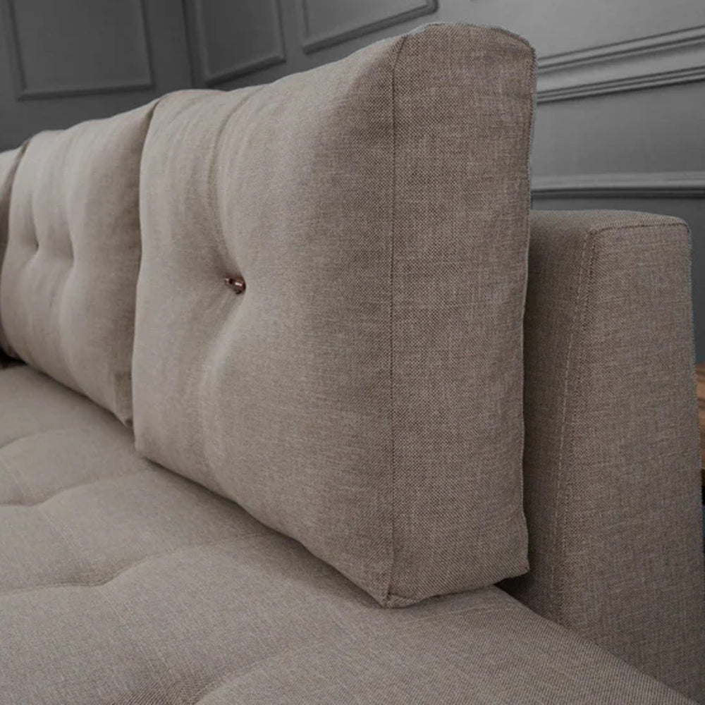Banken - Slaapbank taupe stof - XL 280x206 cm - met wielen - Links - Manama - Dimehouse