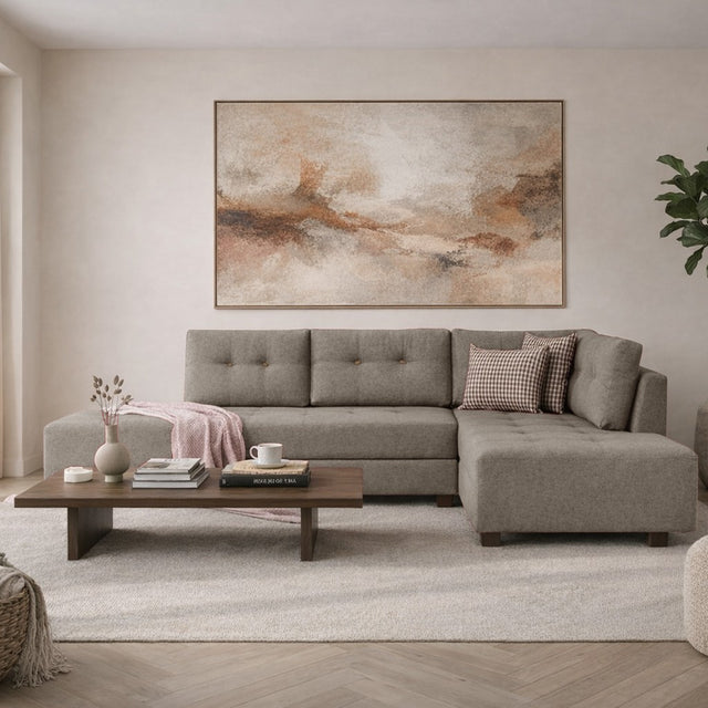 Banken - Slaapbank taupe stof - XL 280x206 cm - met wielen - Rechts - Manama - Dimehouse