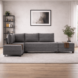 Corner sofa with sleeping function on the left fly brown