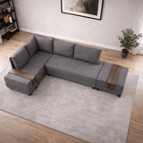 Corner sofa with sleeping function on the left fly brown