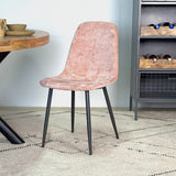 Set of 4 Scandinavian Dining Chairs Old Pink Chenille Fabric Swift - Without Armrests 