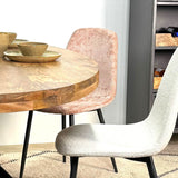 Set of 4 Scandinavian Dining Chairs Old Pink Chenille Fabric Swift - Without Armrests 