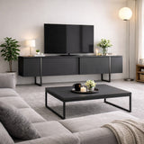 TV Meubels - TV Meubel Antraciet Luxe 180x50x30 - Zilver Frame - Dimehouse