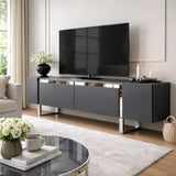 TV Meubels - TV Meubel Antraciet Yildiz 180x50x30 - Zilver Frame - Dimehouse