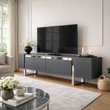 TV Meubels - TV Meubel Antraciet Yildiz 180x50x30 - Zilver Frame - Dimehouse