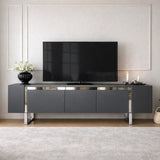 TV Meubels - TV Meubel Antraciet Yildiz 180x50x30 - Zilver Frame - Dimehouse