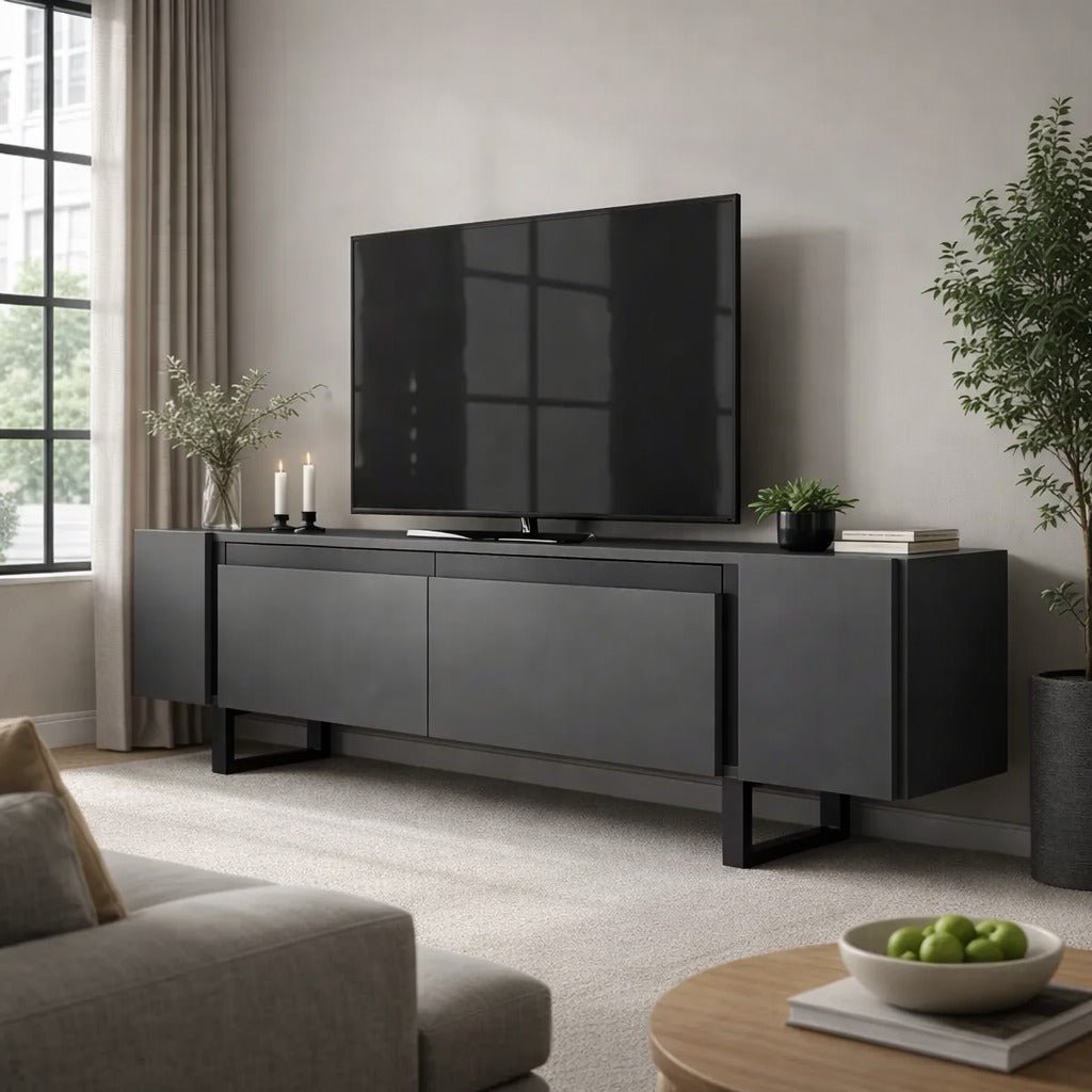 TV Cabinet Anthracite Yildiz 180x50x30 - Black Frame