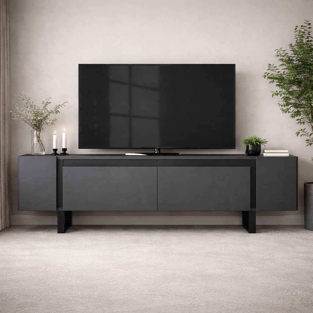 TV Cabinet Anthracite Yildiz 180x50x30 - Black Frame