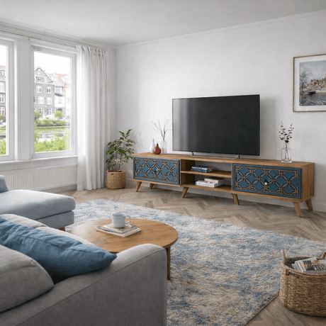 TV furniture class walnut chalcedone melamine 180x44x35 cm