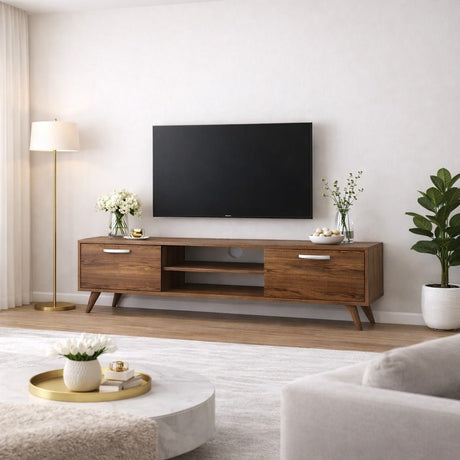 TV furniture Corfu Walnut Melamine 180x48.6x35 cm