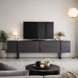 TV Meubels - TV Meubel Luxe Antraciet Zwart Melamine 180x50x30 cm - Dimehouse