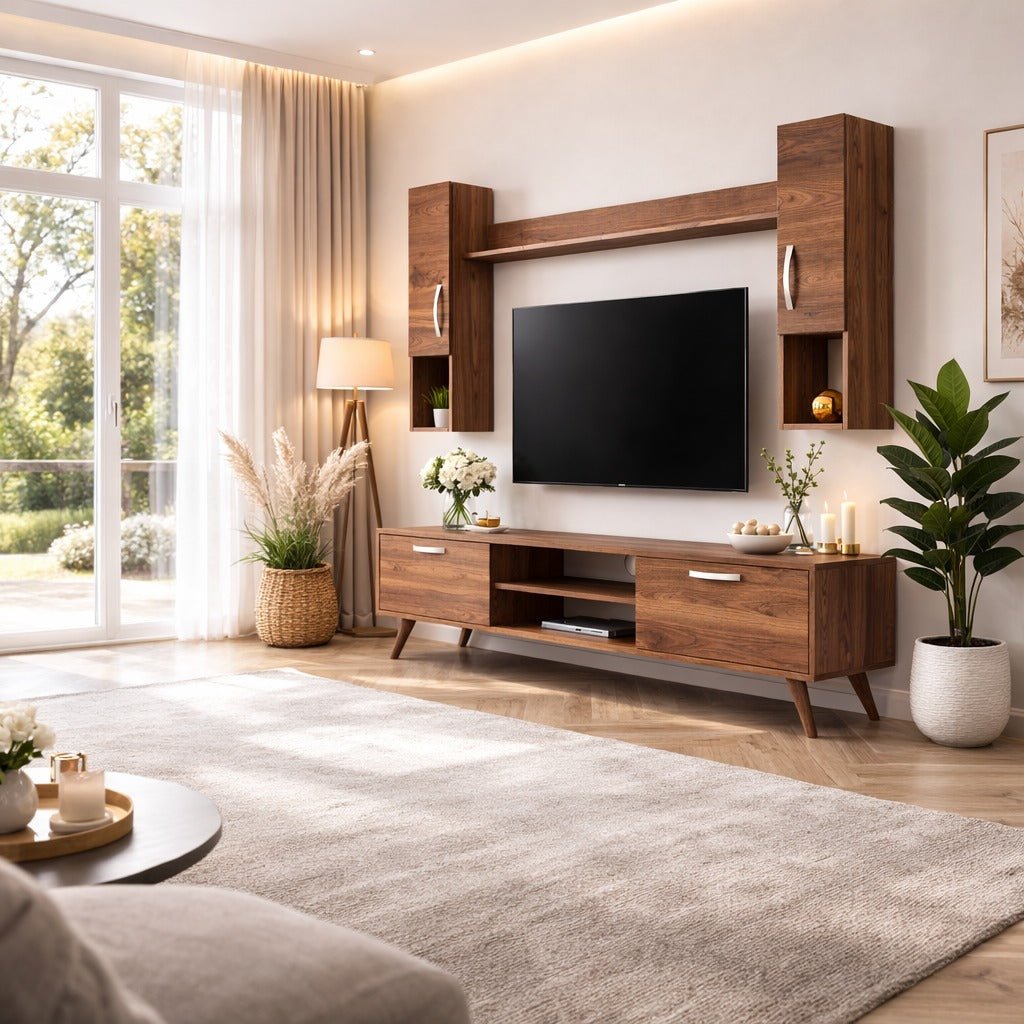 TV Meubels - TV Meubel Set Alta Walnoot Melamine 180x48,6x35 cm - Dimehouse