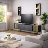 TV furniture set Gold Line Anthracite Black Melamine 180x48x30 cm